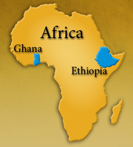 Map of Africa Ghana Ethiopia